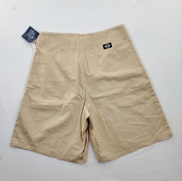 Vtg Levis Dockers Shorts Wmns 14 Linen Blend Beige Tan Bareback 32x9 80s 90s NWT - Picture 14 of 15